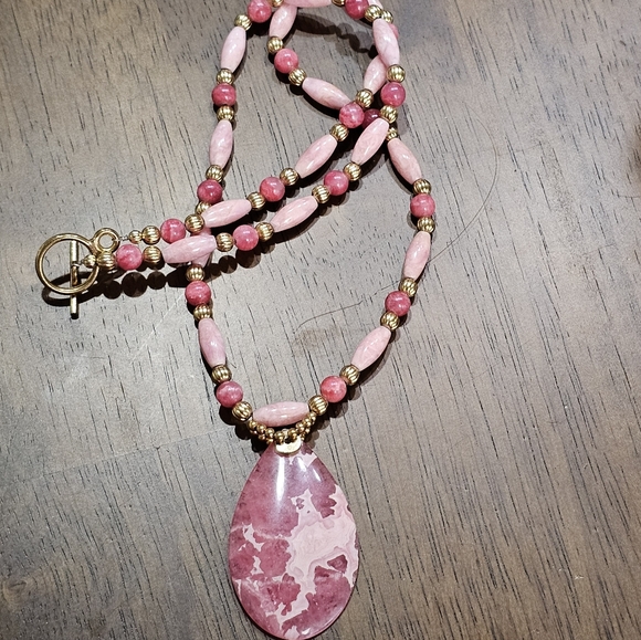 Pink and Green Gemstone and Glass Bead Artisan Necklaces Bundle Set - Picture 11 of 14